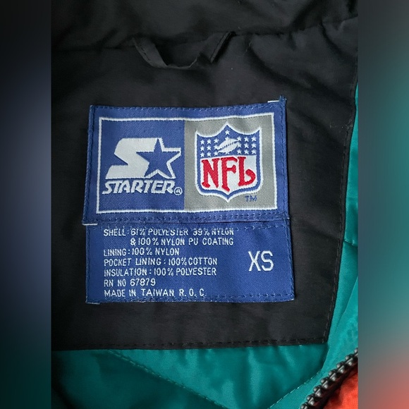 Miami Dolphins RARE NFL Starter Coat Kids Youth Boys Girls XS Black Orange Teal - Picture 4 of 14